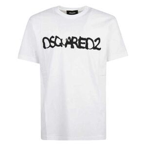 DSquared2 Unisex Adult Scribble Spray Logo Cool Fit T-Shirt / White